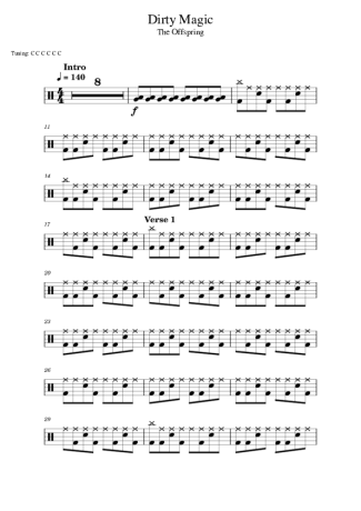 39444 Sheet music - Dirty Magic - Drums