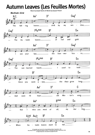 16393 Sheet music - Autumn Leaves (Les Feuilles Mortes) - Keyboard