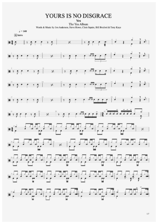 33746 Sheet music - Yours Is No Disgrace - Drums