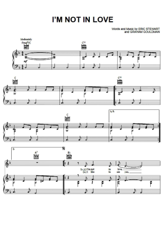10cc Im Not In Love score for Piano