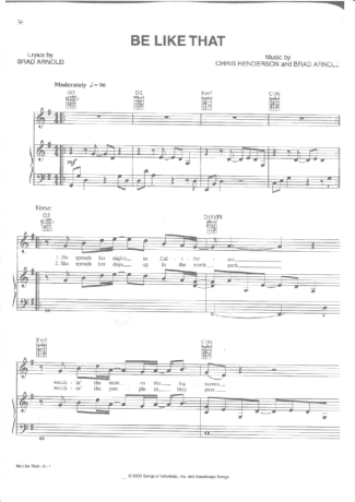 3 Doors Down Be Like That score for Piano