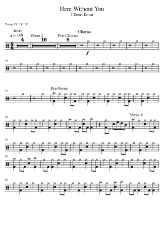 3 Doors Down  score for Drums