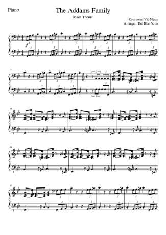 A Família Adams Tema score for Piano