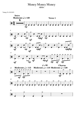 Abba Money Money Money score for Drums