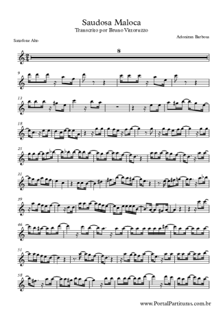 Adoniran Barbosa Saudosa Maloca score for Alto Saxophone