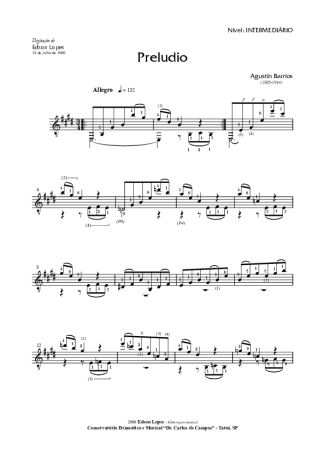 Agustin Barrios  score for Acoustic Guitar