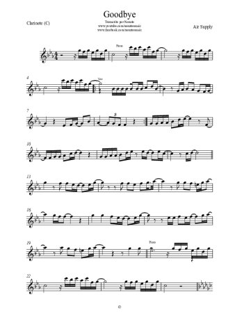 Air Supply  score for Clarinet (C)