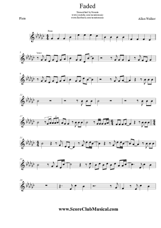 Alan Walker Faded score for Flute