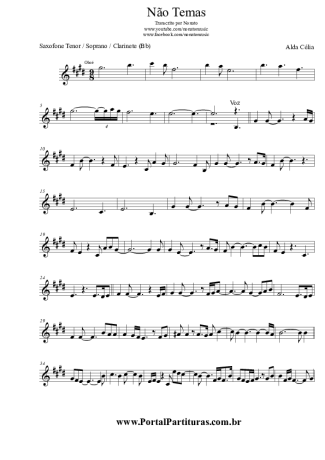 Alda Célia Não Temas score for Clarinet (Bb)