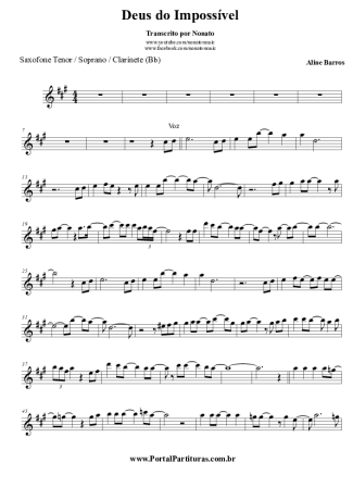 Aline Barros  score for Tenor Saxophone Soprano (Bb)