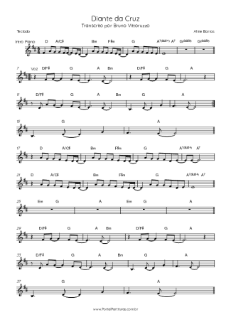 Aline Barros Diante Da Cruz score for Keyboard
