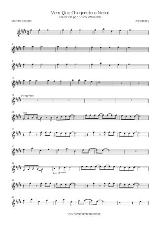 Aline Barros  score for Alto Saxophone