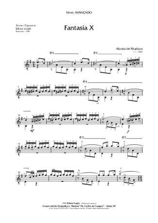 Alonso de Mudarra  score for Acoustic Guitar