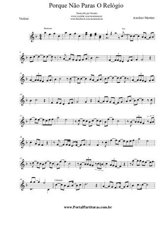 Amilcar Martins Porque Não Paras O Relógio score for Violin