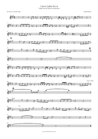 Andrea Bocelli  score for Tenor Saxophone Soprano (Bb)