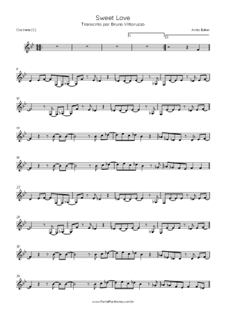 Anita Baker Sweet Love score for Clarinet (C)