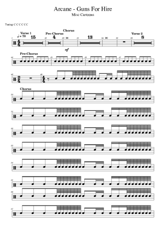 Arcane Guns For Hire score for Drums