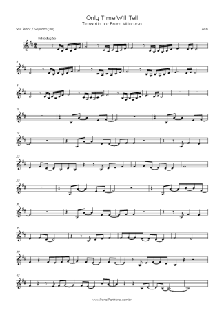 Asia Only Time Will Tell score for Tenor Saxophone Soprano (Bb)