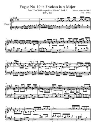 Bach  score for Piano