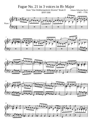 Bach  score for Piano