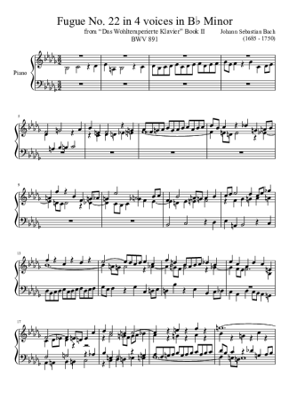 Bach  score for Piano