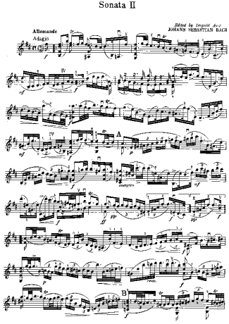 Bach  score for Violin