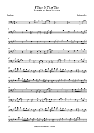 Backstreet Boys I Want It That Way score for Trombone