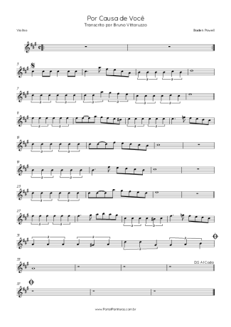 Baden Powell Por Causa De Você score for Violin