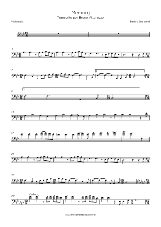 Barbra Streisand Memory score for Cello