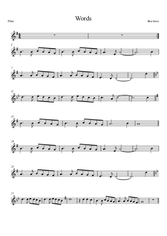Bee Gees Words score for Flute