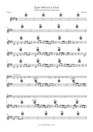 Billy Idol Eyes Without A Face score for Acoustic Guitar