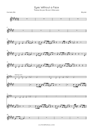 Billy Idol  score for Clarinet (Bb)