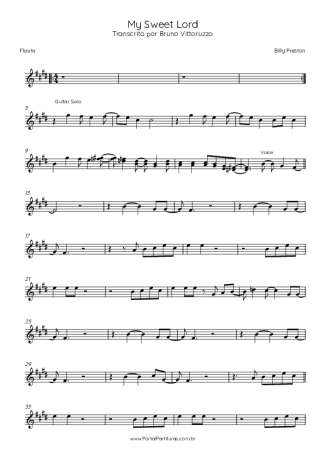 Billy Preston My Sweet Lord score for Flute
