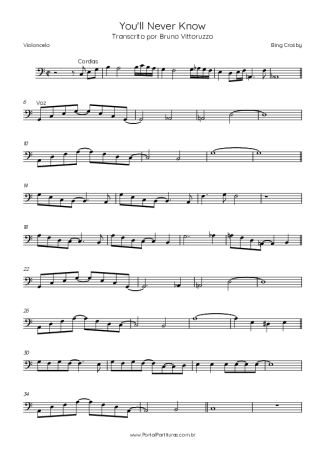 Bing Crosby  score for Cello