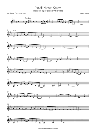 Bing Crosby  score for Tenor Saxophone Soprano (Bb)
