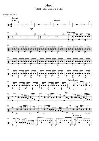 Black Rebel Motorcycle Club  score for Drums