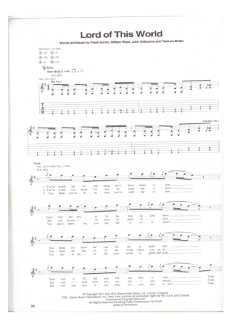 Black Sabbath Lord Of This World score for Guitar