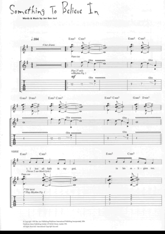 Bon Jovi  score for Guitar