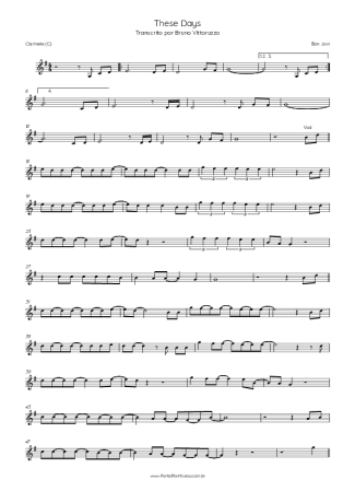 Bon Jovi  score for Clarinet (C)