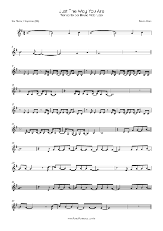 Bruno Mars  score for Tenor Saxophone Soprano (Bb)