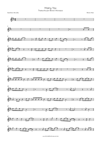 Bruno Mars  score for Alto Saxophone
