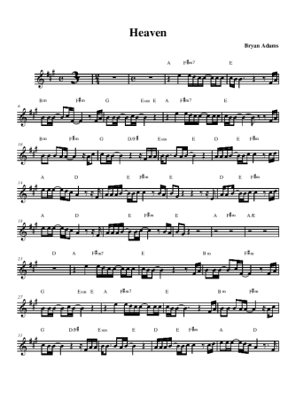 Bryan Adams  score for Alto Saxophone