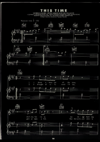 Bryan Adams  score for Piano