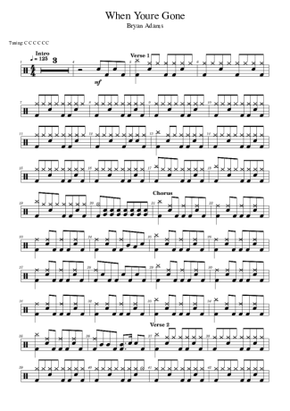 Bryan Adams When You´re Gone (feat. Melanie C) score for Drums