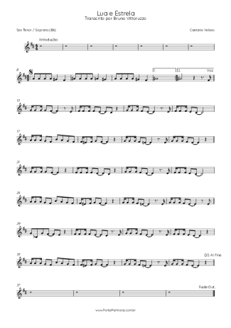 Caetano Veloso Lua E Estrela score for Tenor Saxophone Soprano (Bb)