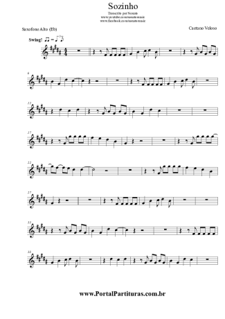 Caetano Veloso Sozinho score for Alto Saxophone