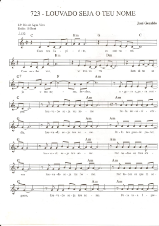 Catholic Church Music (Músicas Católicas) Louvado Seja o Teu Nome score for Keyboard
