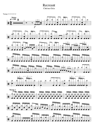 Chelsea Grin Recreant score for Drums