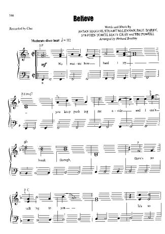 Cher Believe score for Piano