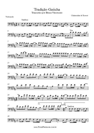 Chitãozinho e Xororó Tradicão Gaúcha score for Cello